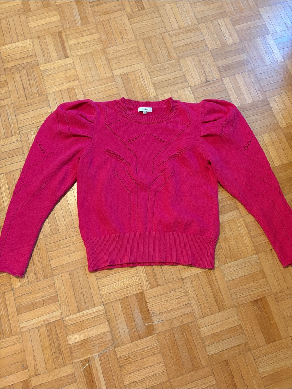 Suncoo Women’s Pink Puff-Sleeve Knit Sweater